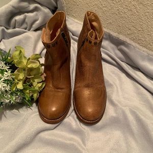 Bed Stu cognac leather booties, size 8